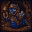 Lanthanum Lurker, a cobalt veteran with a magnet and violet crystals