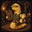 T-Bill Burrower, a sand-colored cave clerk with a tally board and sealed scroll